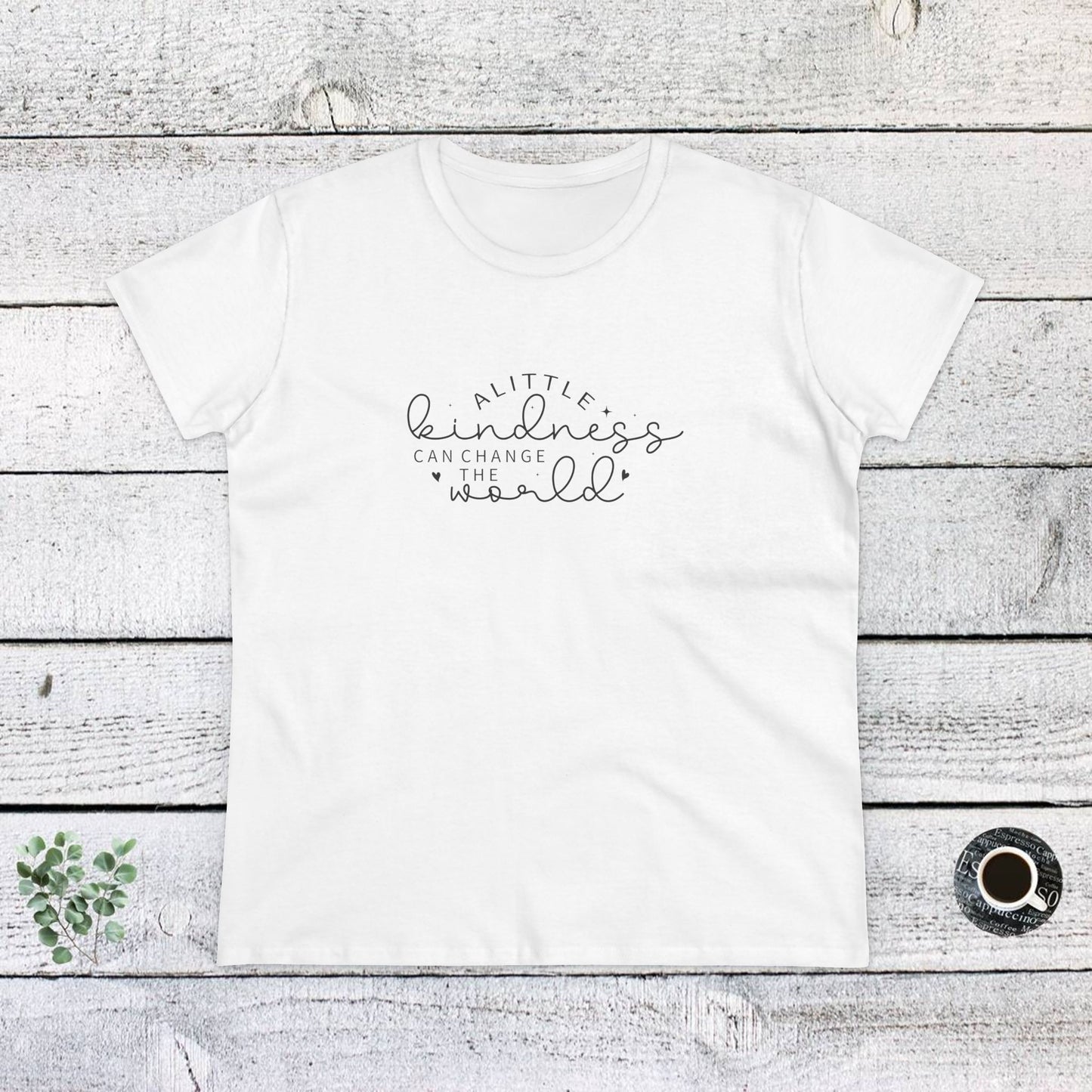 women's midweight cotton tee - a little kindness, a little less judgment - kindness quote
