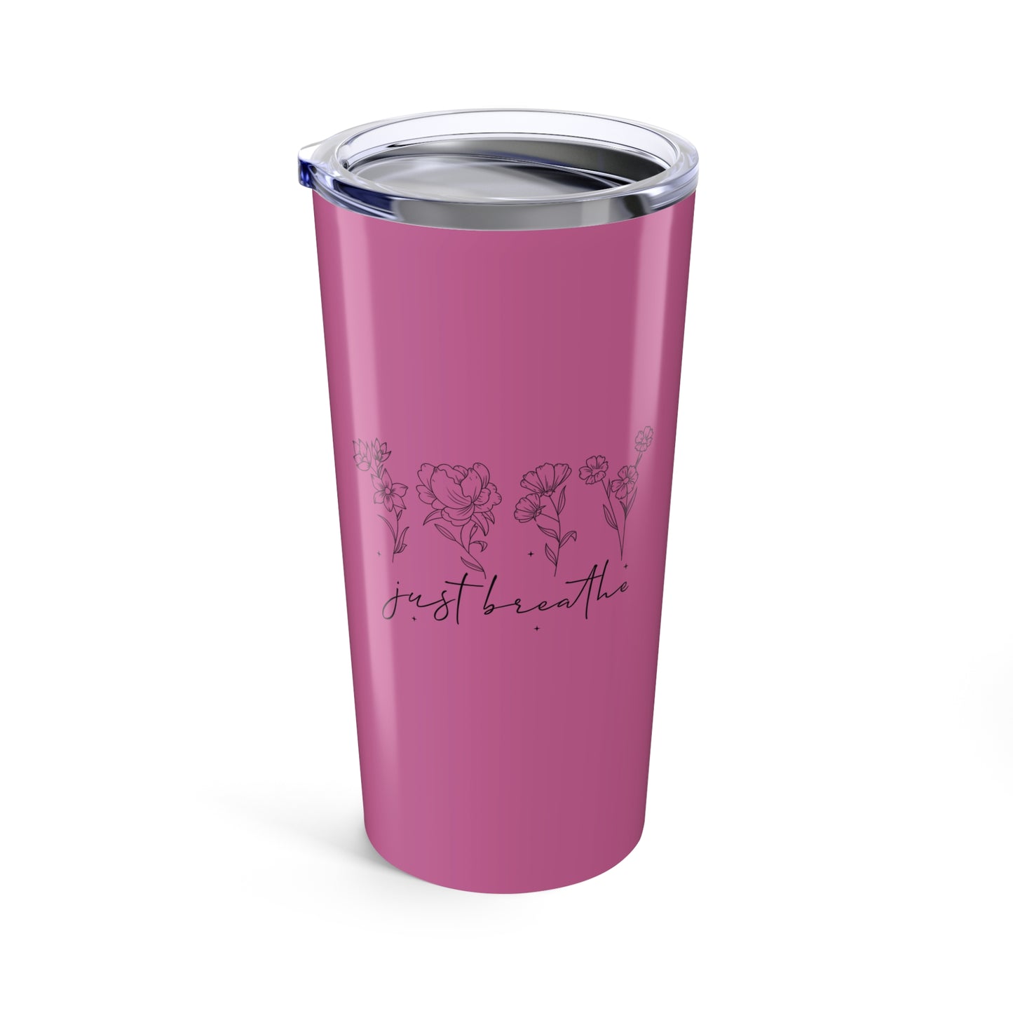 tumbler 20oz - just breathe - calm and mindful quote