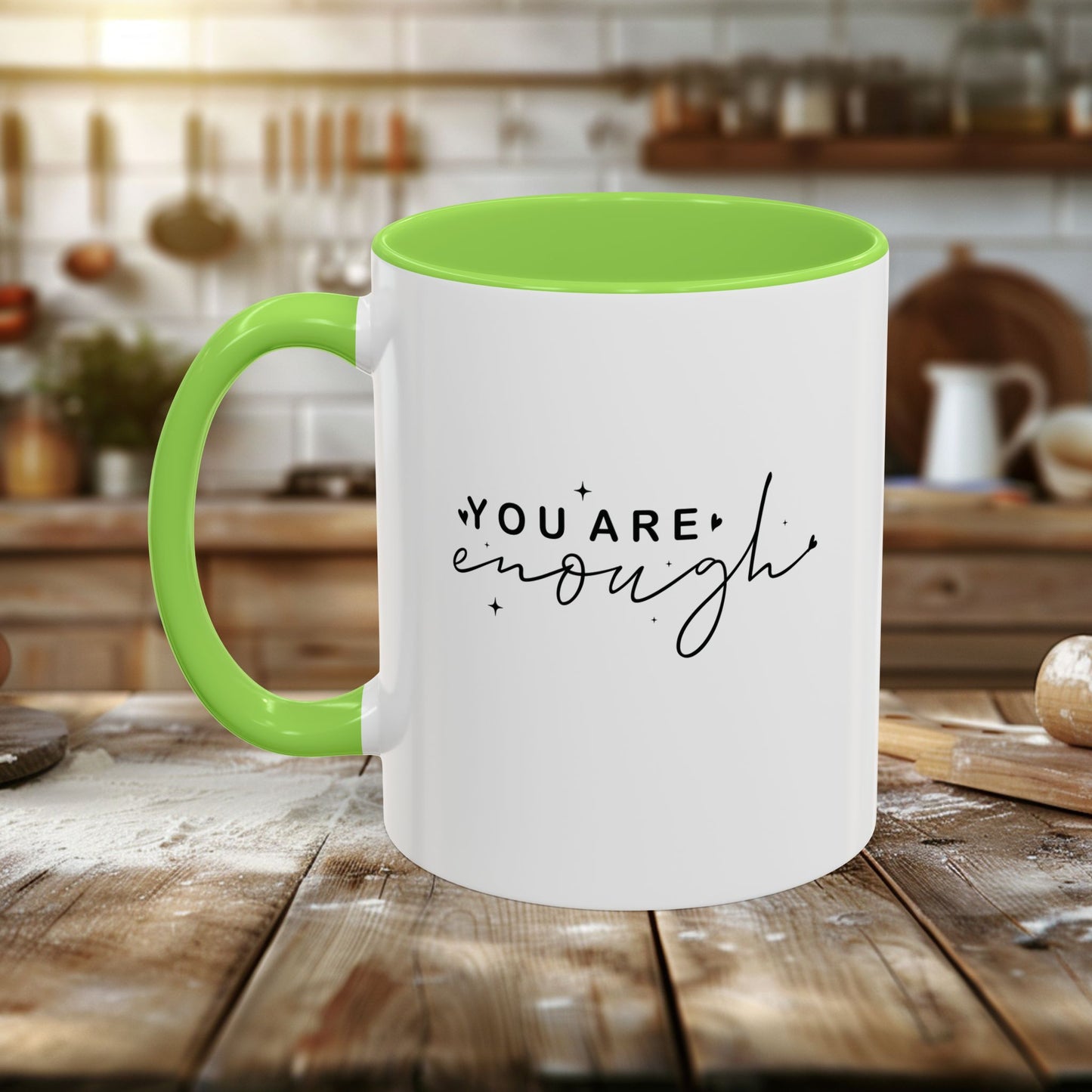 colorful mugs (11oz, 15oz) - you are enough - self-love quote design