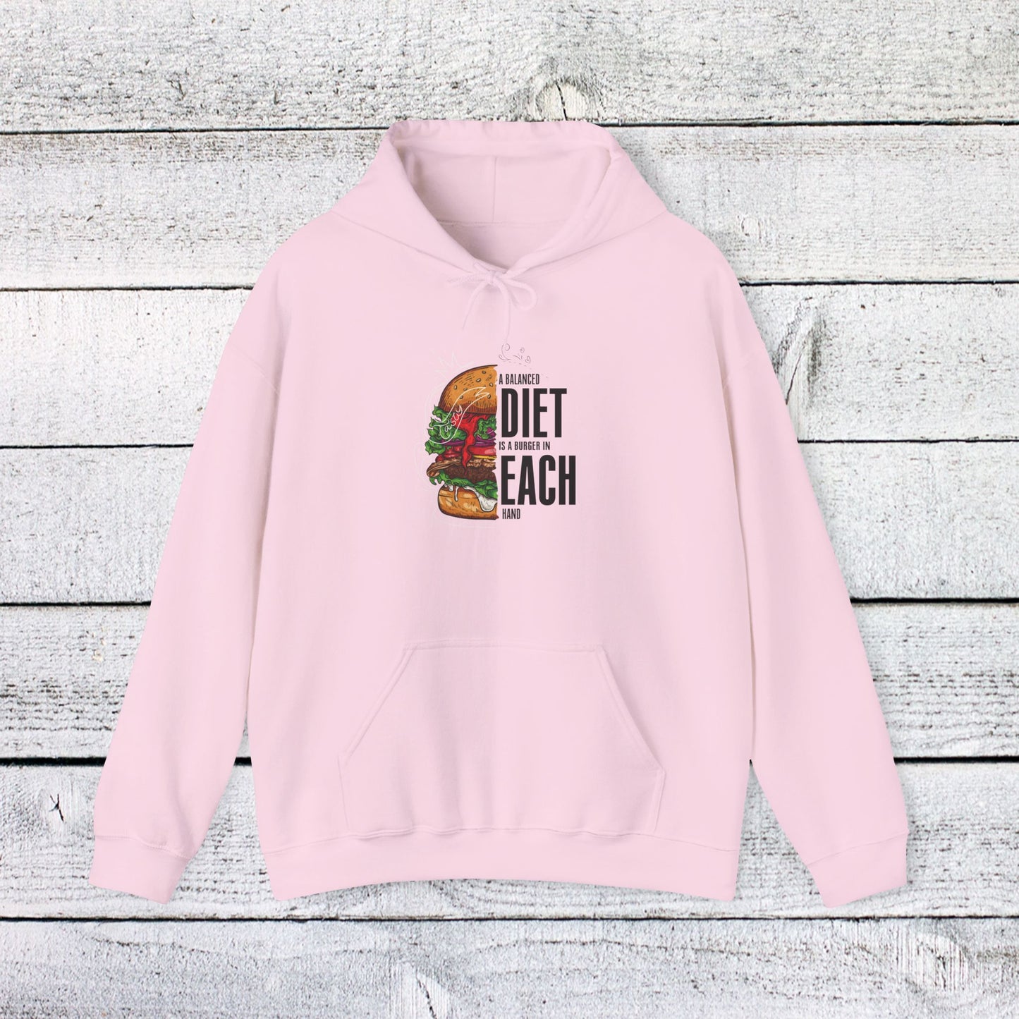 unisex heavy blend™ hooded sweatshirt - a balanced diet is a burger in each hand - funny food quote