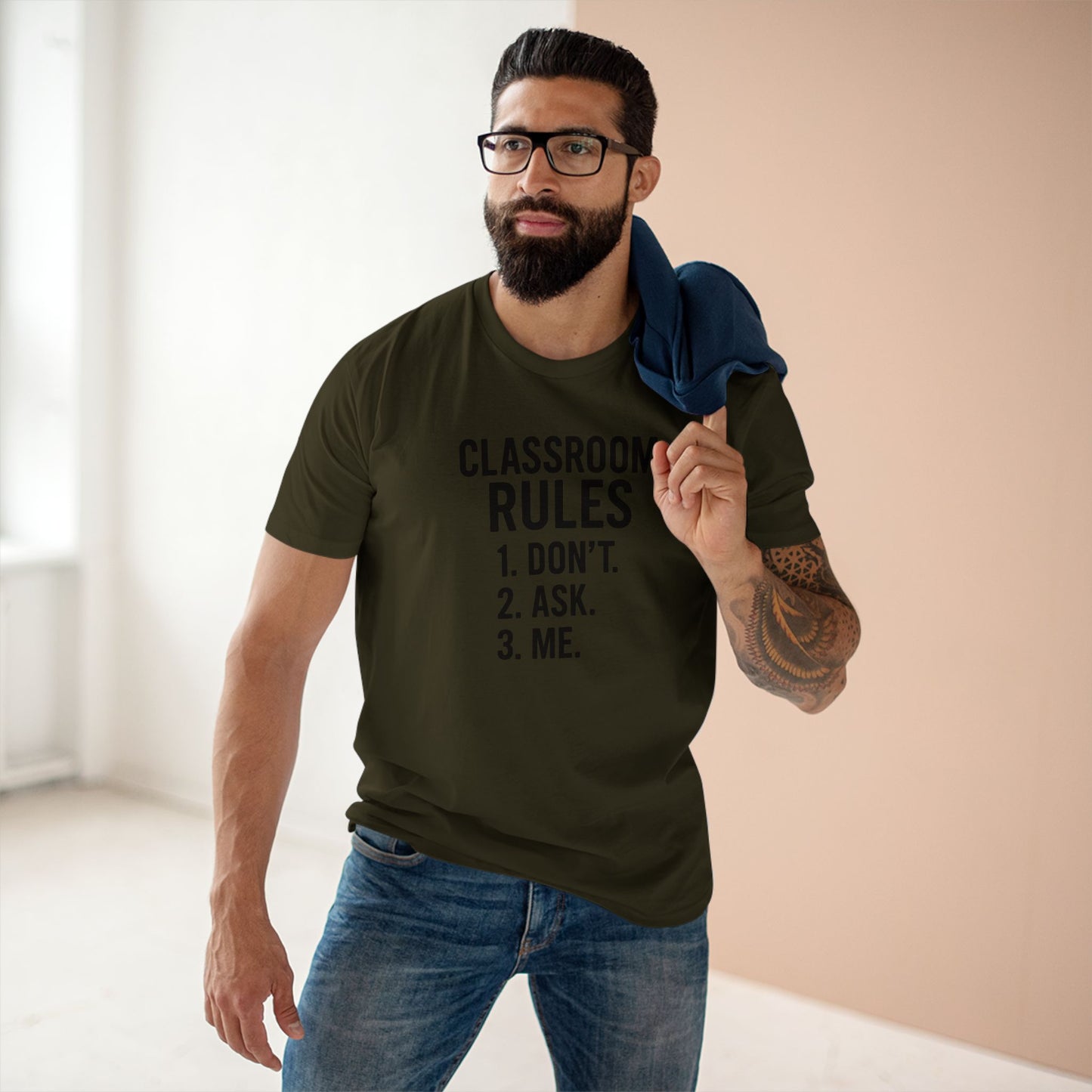 stylish men's stable tee - classroom rules design. teachers with attitude.