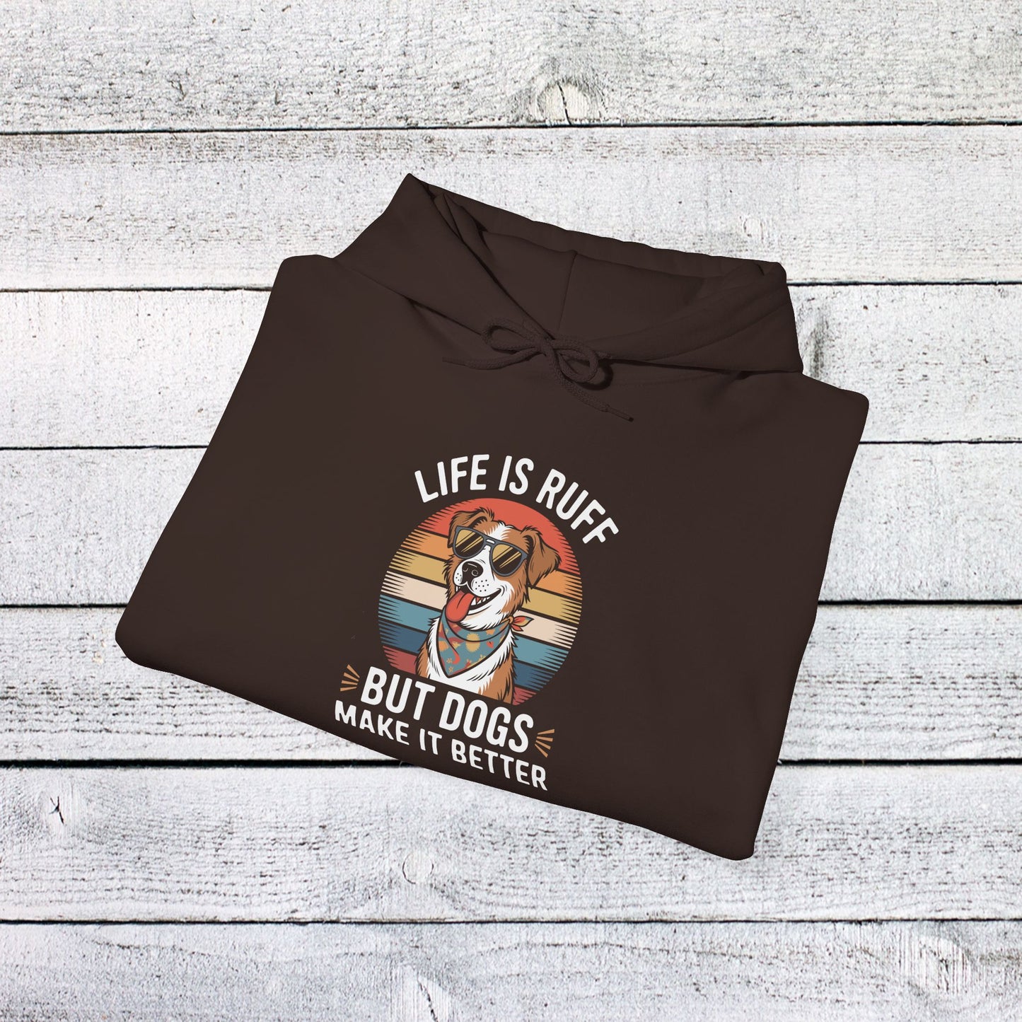 unisex heavy blend™ hooded sweatshirt - live is ruff, but dogs make it better | funny dog lover gift | cute pet quote design