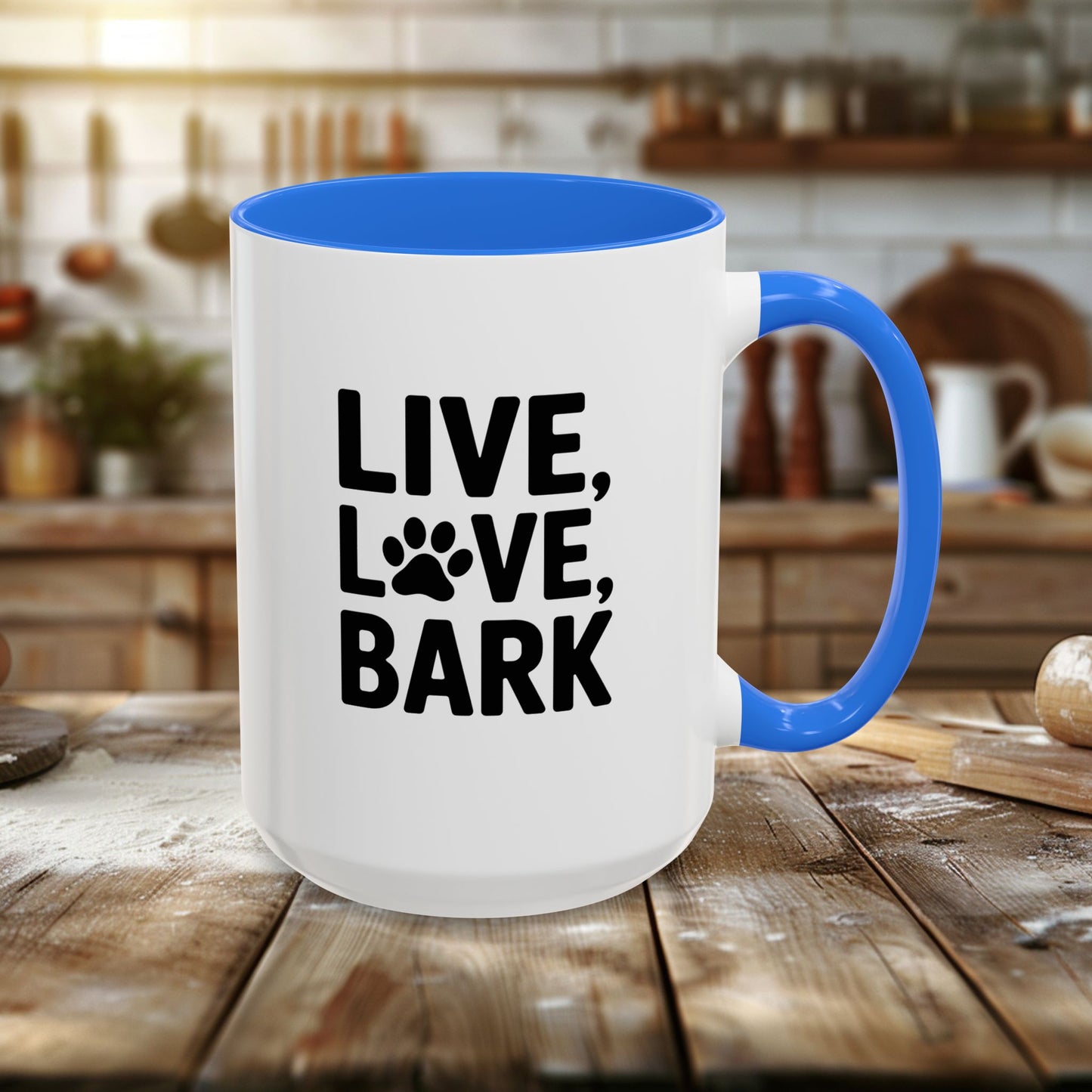 colorful mugs (11oz, 15oz) - live love bark | funny dog lover gift | cute pet quote design