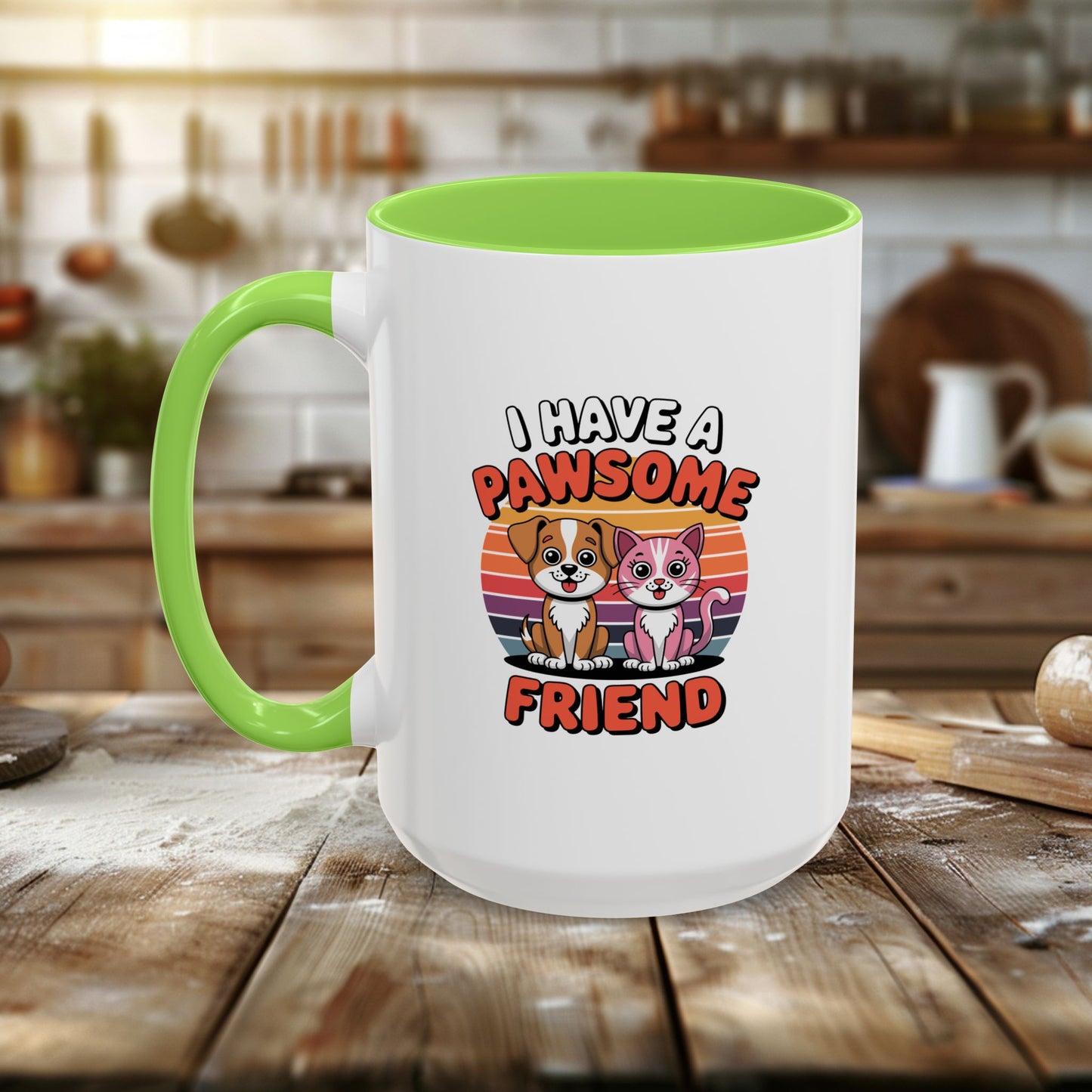 colorful mugs (11oz, 15oz) - i have a pawesome friend | funny dog lover gift | cute pet quote design