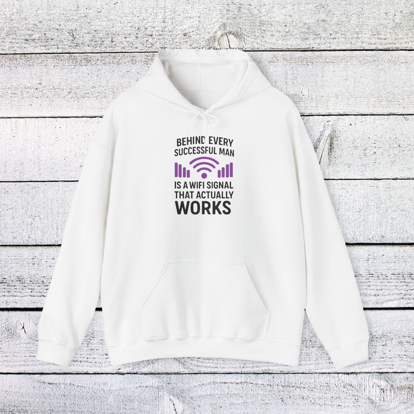 unisex heavy blend™ hooded sweatshirt - behind every successful man is a wifi signal that works