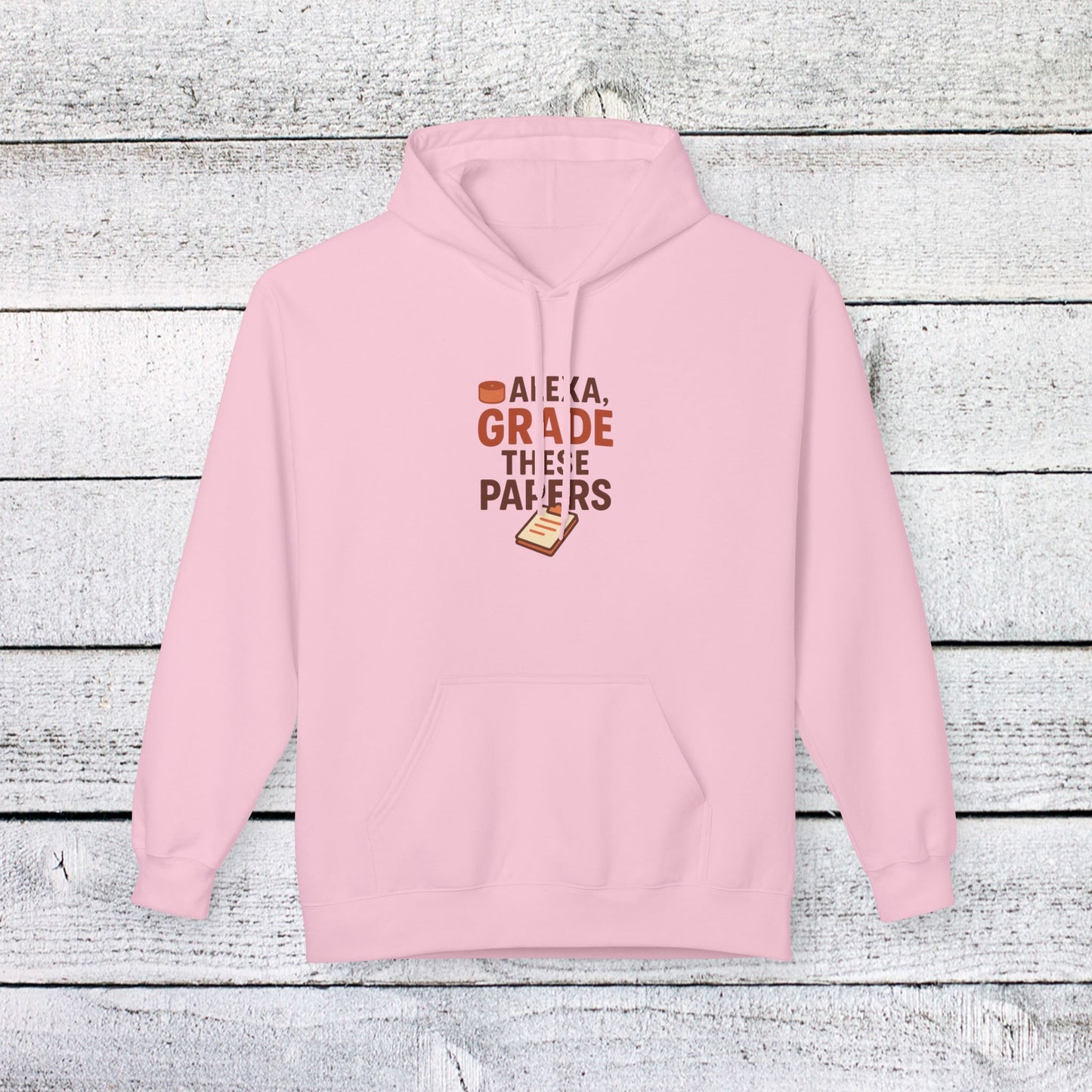unisex softstyle hoodie - fun 'alexa, grade these papers' design. teachers with attitude.