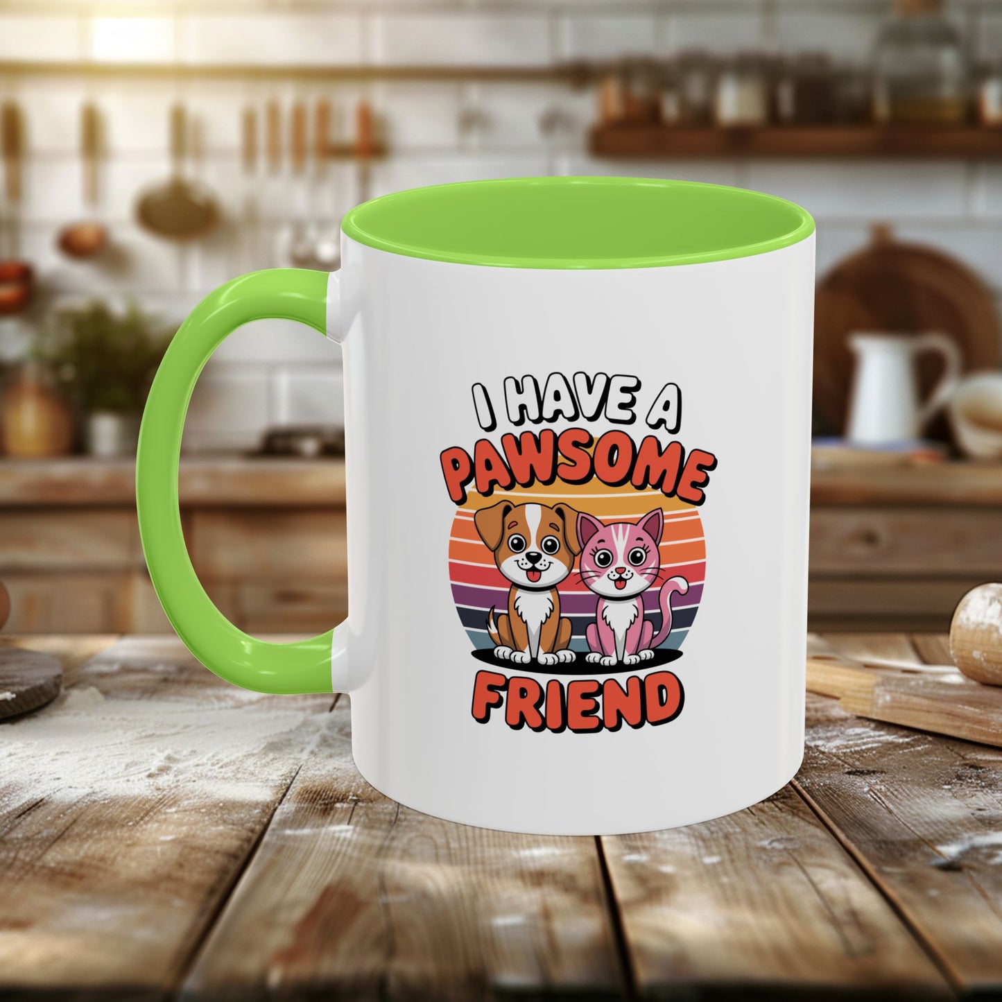 colorful mugs (11oz, 15oz) - i have a pawesome friend | funny dog lover gift | cute pet quote design