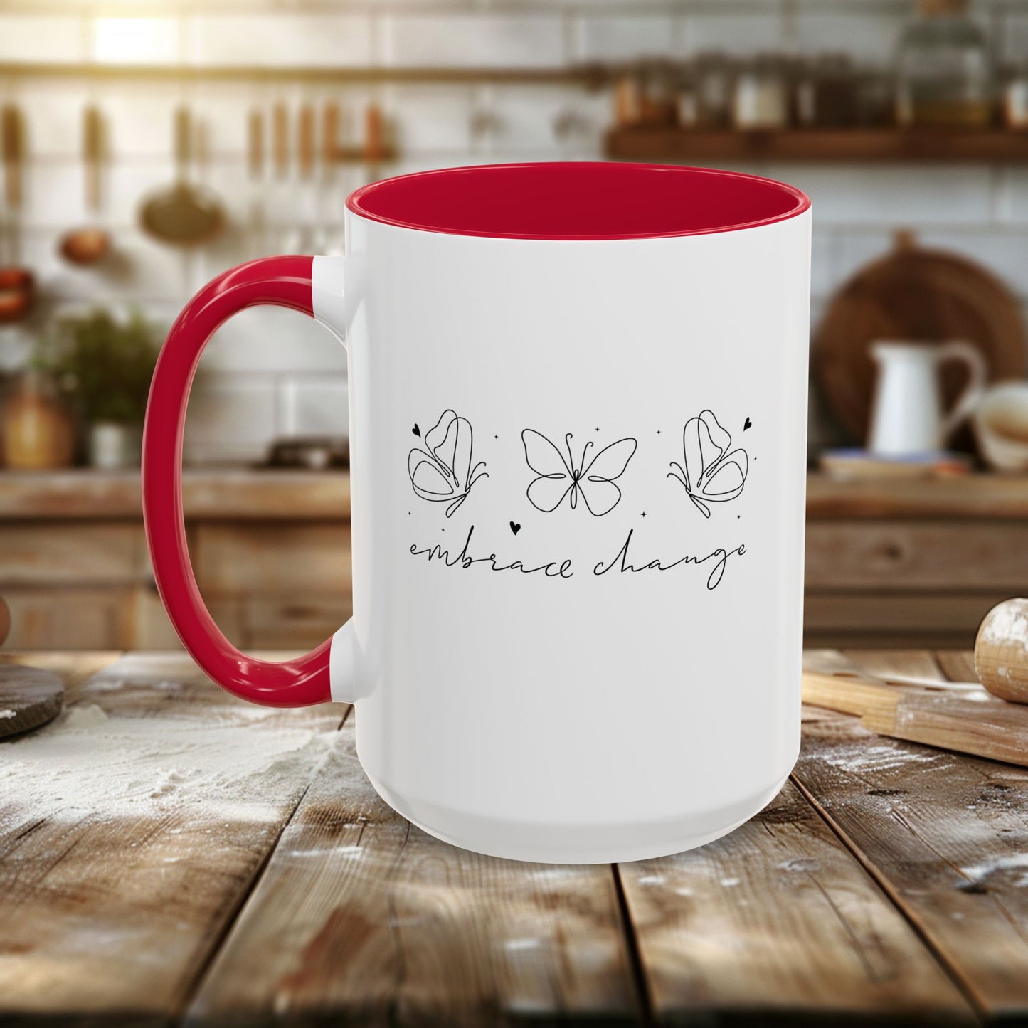 colorful mugs (11oz, 15oz) - embrace change - growth mindset quote