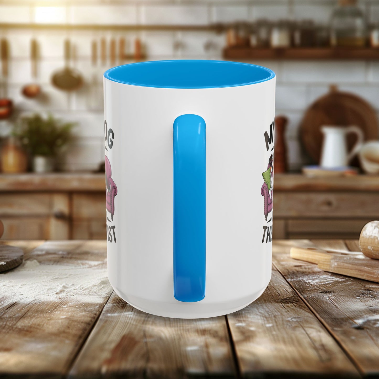 colorful mugs (11oz, 15oz) - my dog is my therapist | funny dog lover gift | cute pet quote design