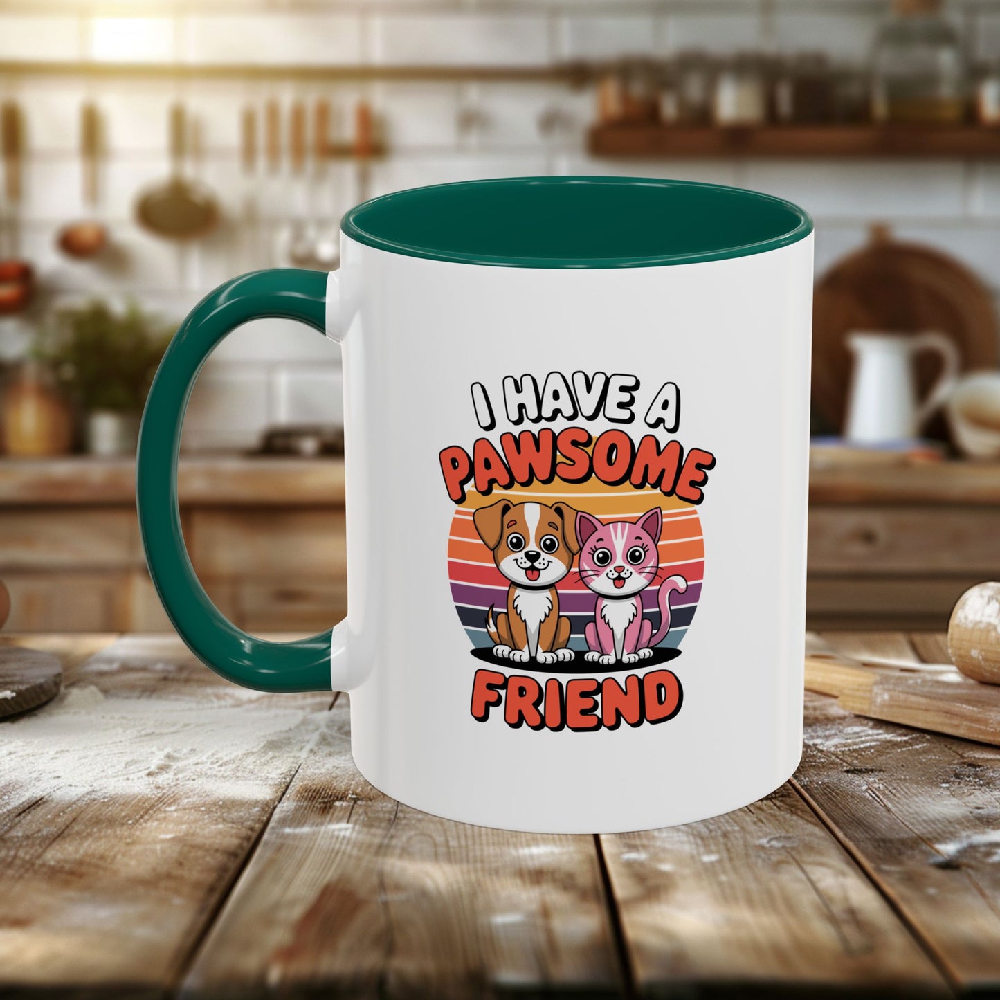 colorful mugs (11oz, 15oz) - i have a pawesome friend | funny dog lover gift | cute pet quote design