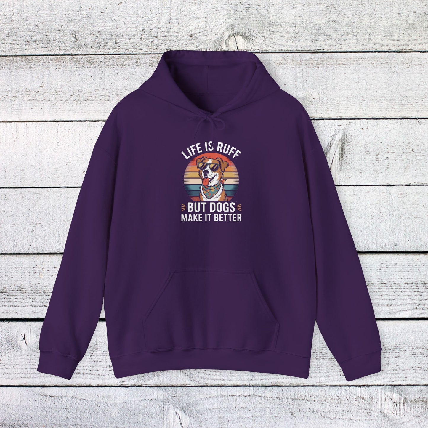 unisex heavy blend™ hooded sweatshirt - live is ruff, but dogs make it better | funny dog lover gift | cute pet quote design