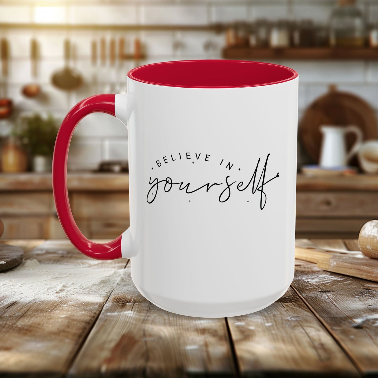 colorful mugs (11oz, 15oz) - believe in yourself - classic self-esteem booster