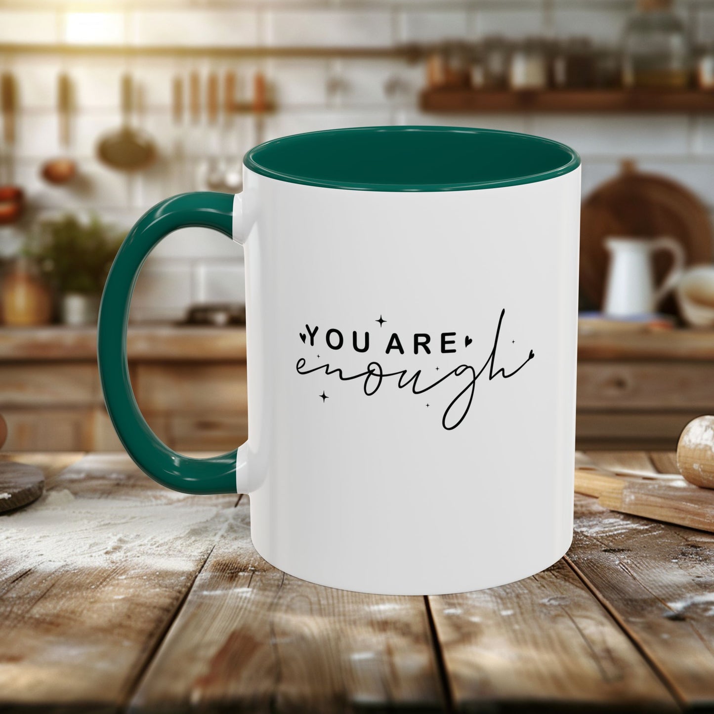 colorful mugs (11oz, 15oz) - you are enough - self-love quote design
