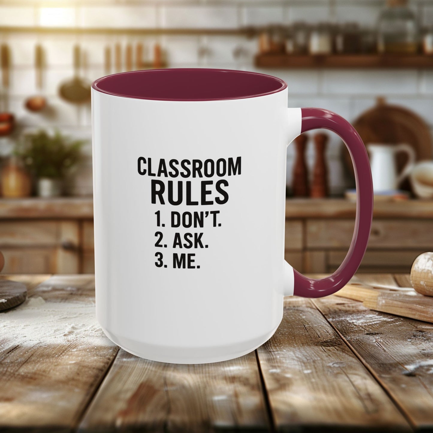 colorful classroom rules mug - perfect for teachers and students. teachers with attitude.