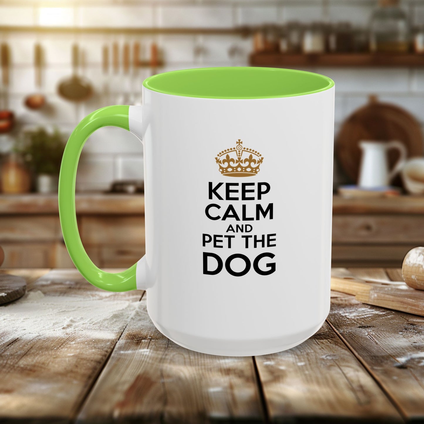 colorful mugs (11oz, 15oz) - keep calm and pet the dog | funny dog lover gift | cute pet quote design