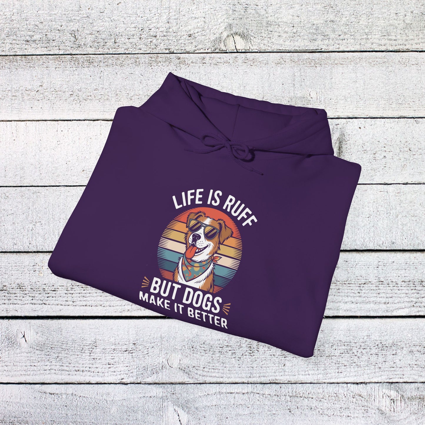 unisex heavy blend™ hooded sweatshirt - live is ruff, but dogs make it better | funny dog lover gift | cute pet quote design