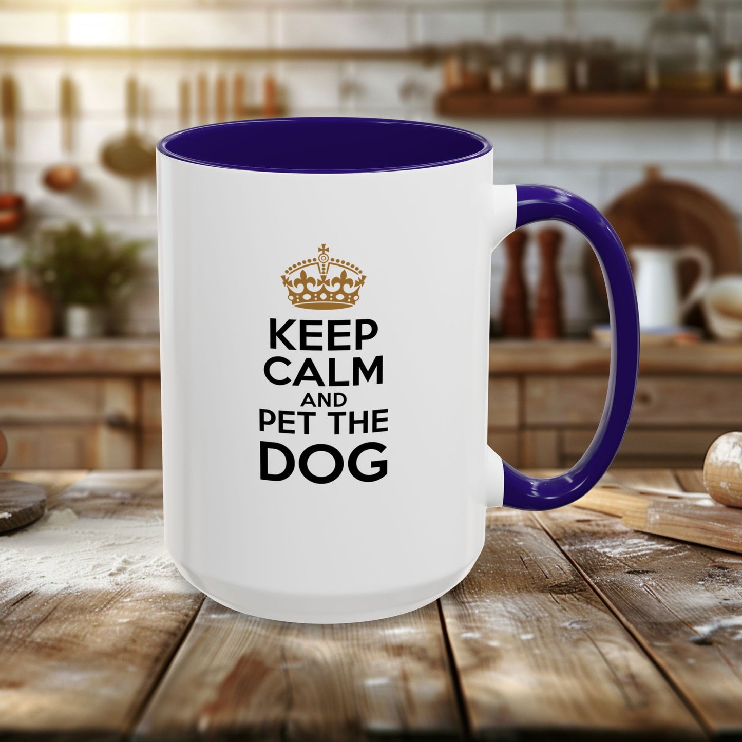 colorful mugs (11oz, 15oz) - keep calm and pet the dog | funny dog lover gift | cute pet quote design