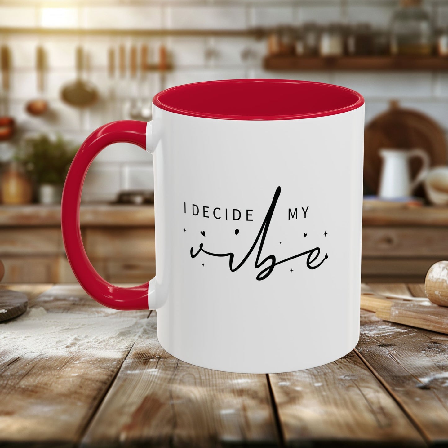 colorful mugs (11oz, 15oz) - i decide my vibe - confidence & control quote