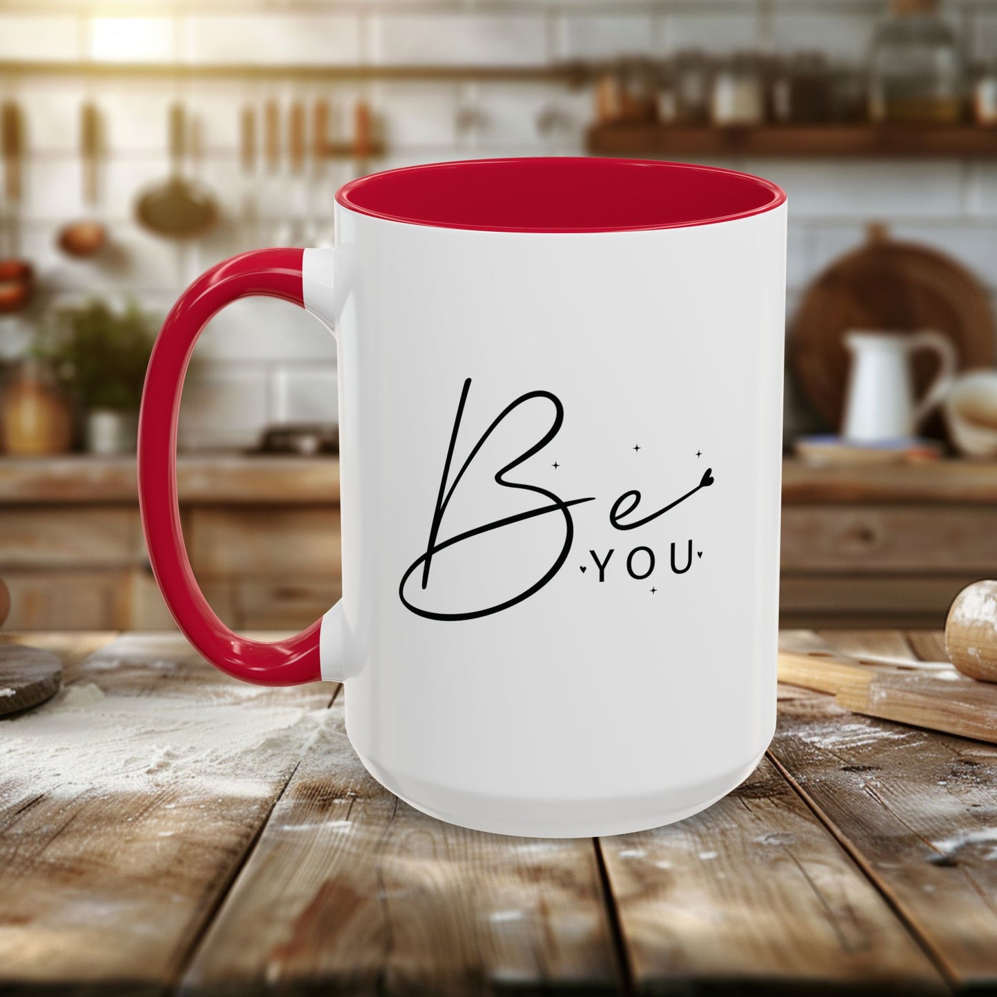 colorful mugs (11oz, 15oz) - be you - simple and powerful self-love quote