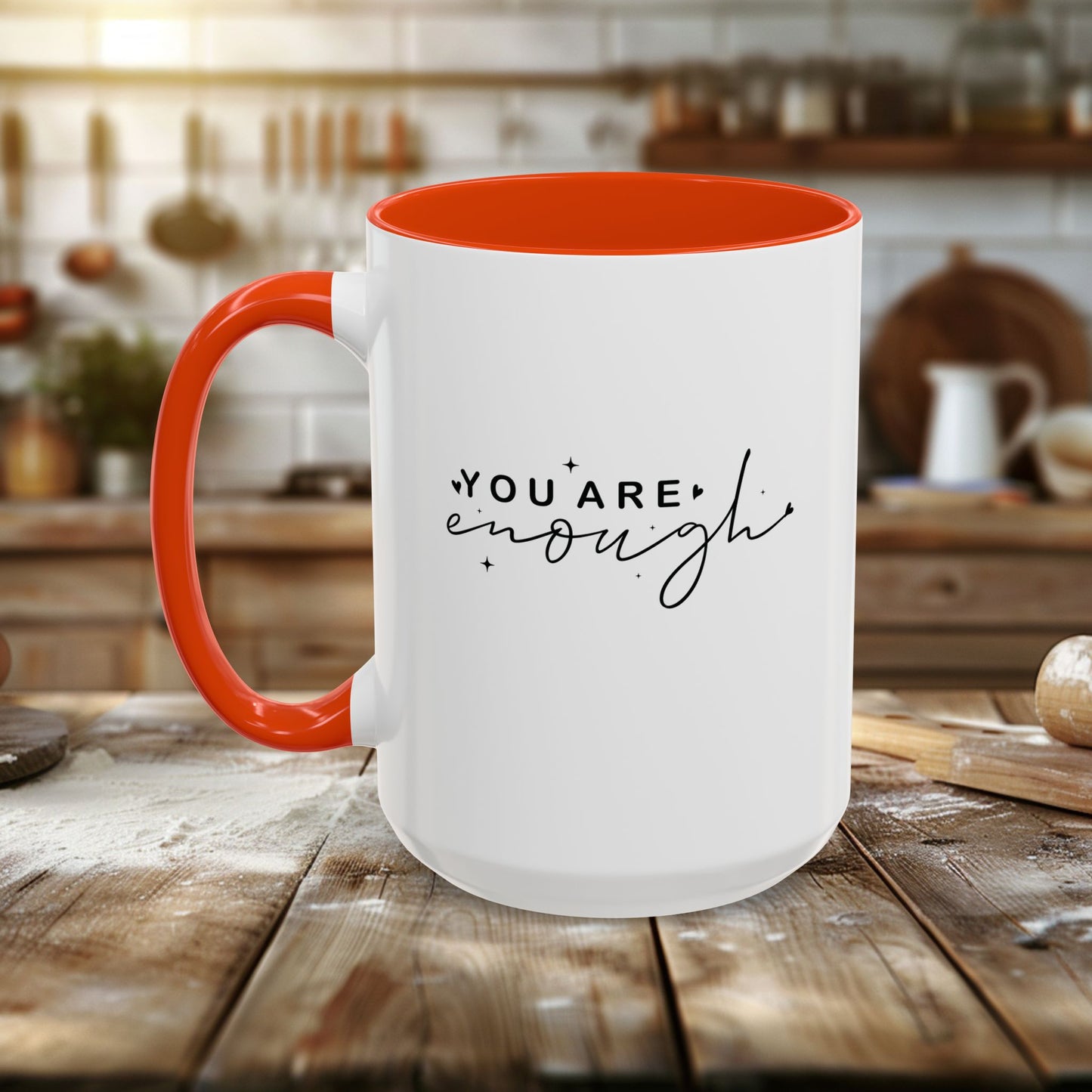 colorful mugs (11oz, 15oz) - you are enough - self-love quote design