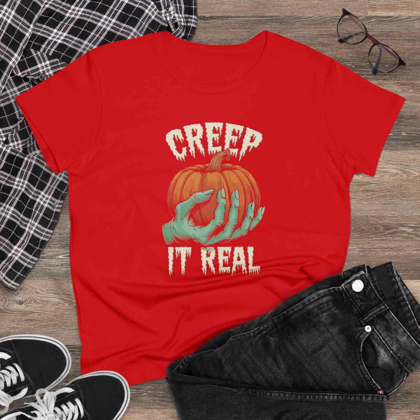 women's t-shirt, women's tee, halloween, funny gift, creep it real!