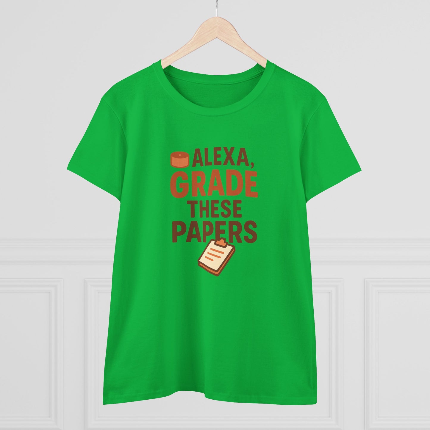 fun women's cotton tee - alexa, grade these papers. teachers with attitude.