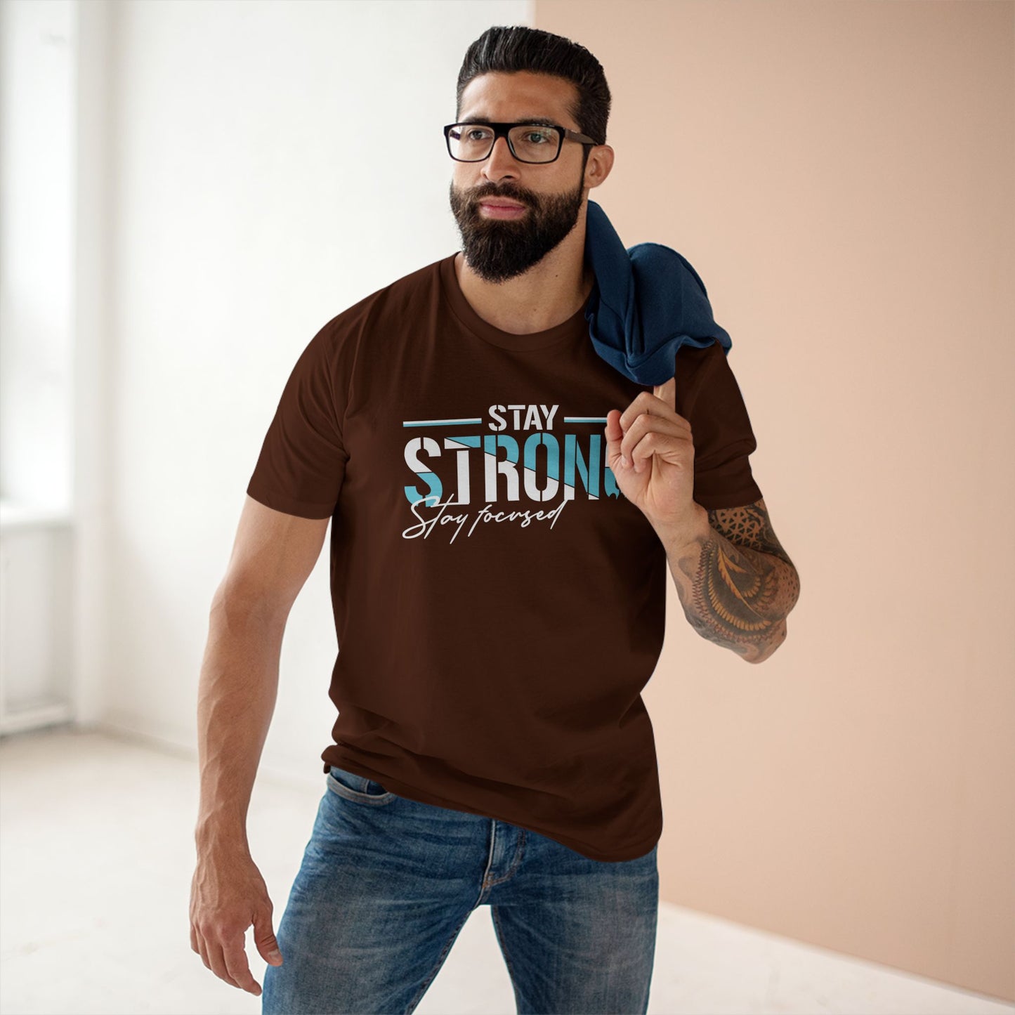 adult staple tee - stay strong - simple motivation design