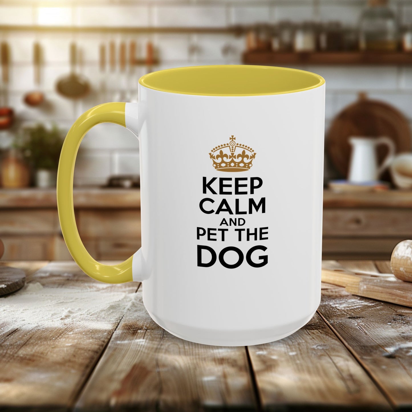 colorful mugs (11oz, 15oz) - keep calm and pet the dog | funny dog lover gift | cute pet quote design