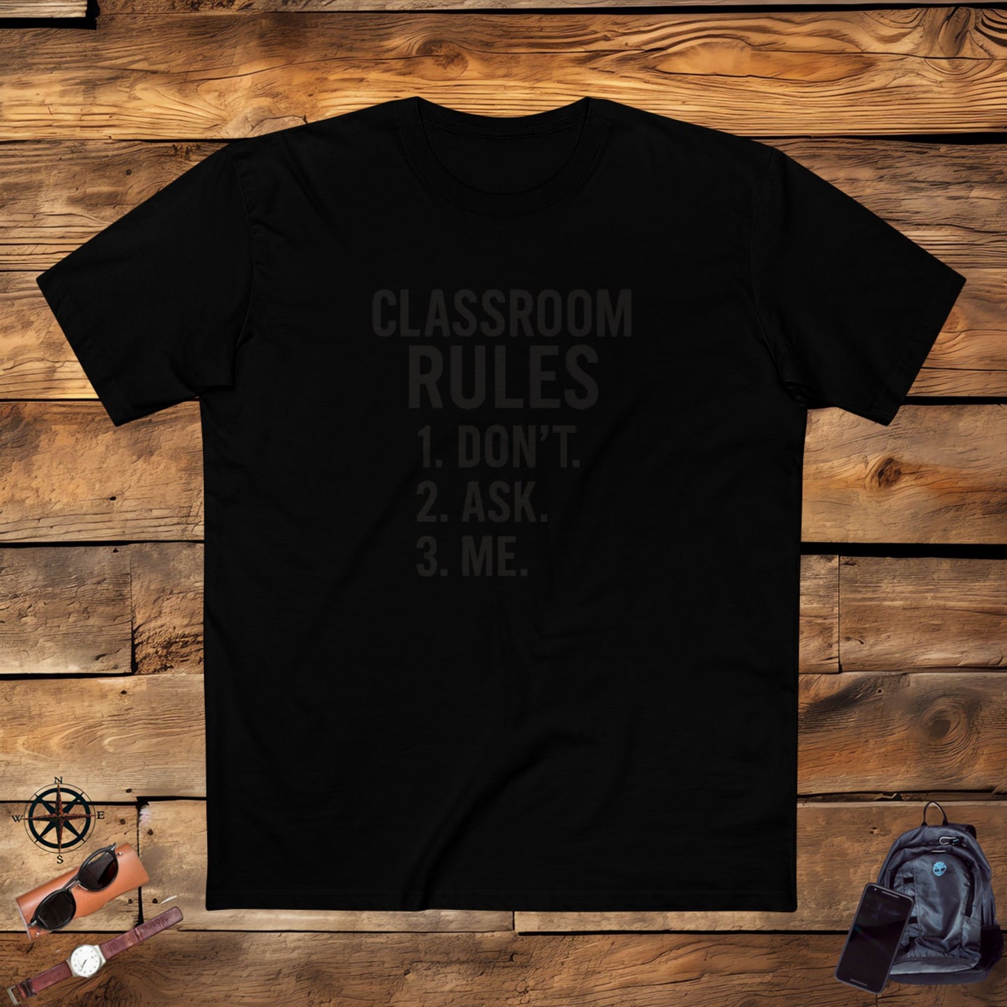 stylish men's stable tee - classroom rules design. teachers with attitude.