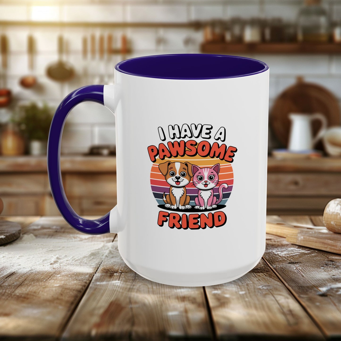 colorful mugs (11oz, 15oz) - i have a pawesome friend | funny dog lover gift | cute pet quote design
