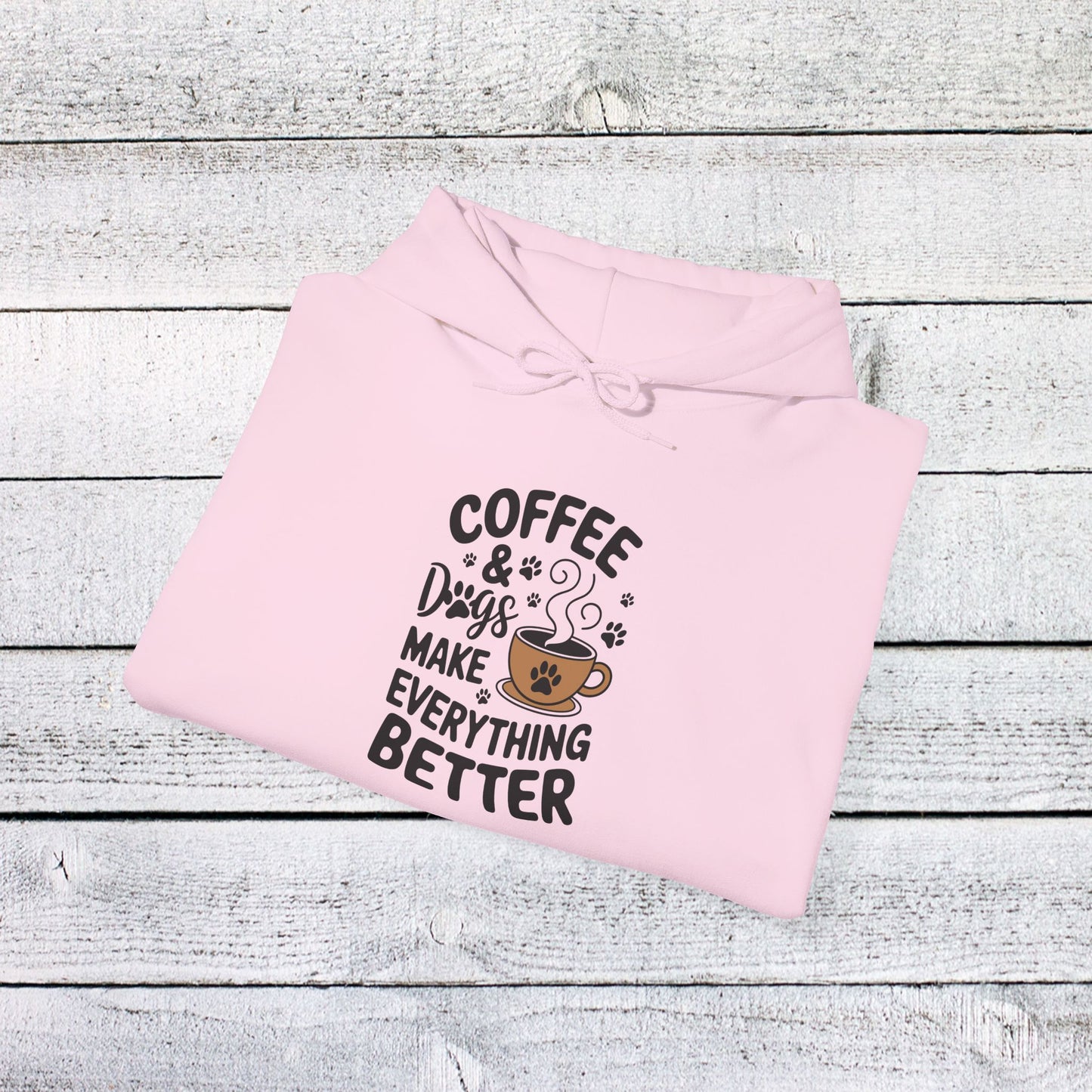 unisex heavy blend™ hooded sweatshirt - coffee and dogs make everything better | funny dog lover gift | cute pet quote design