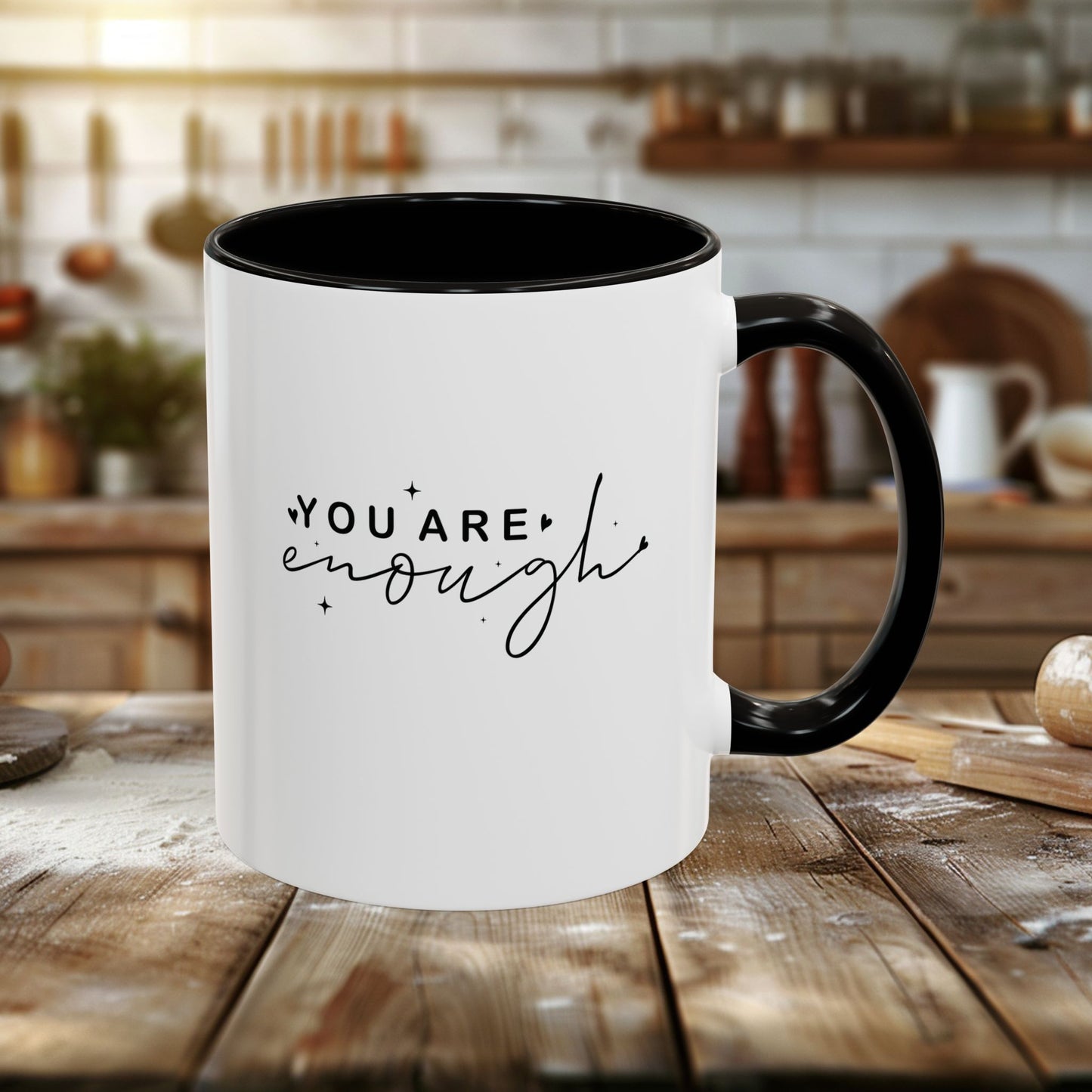colorful mugs (11oz, 15oz) - you are enough - self-love quote design