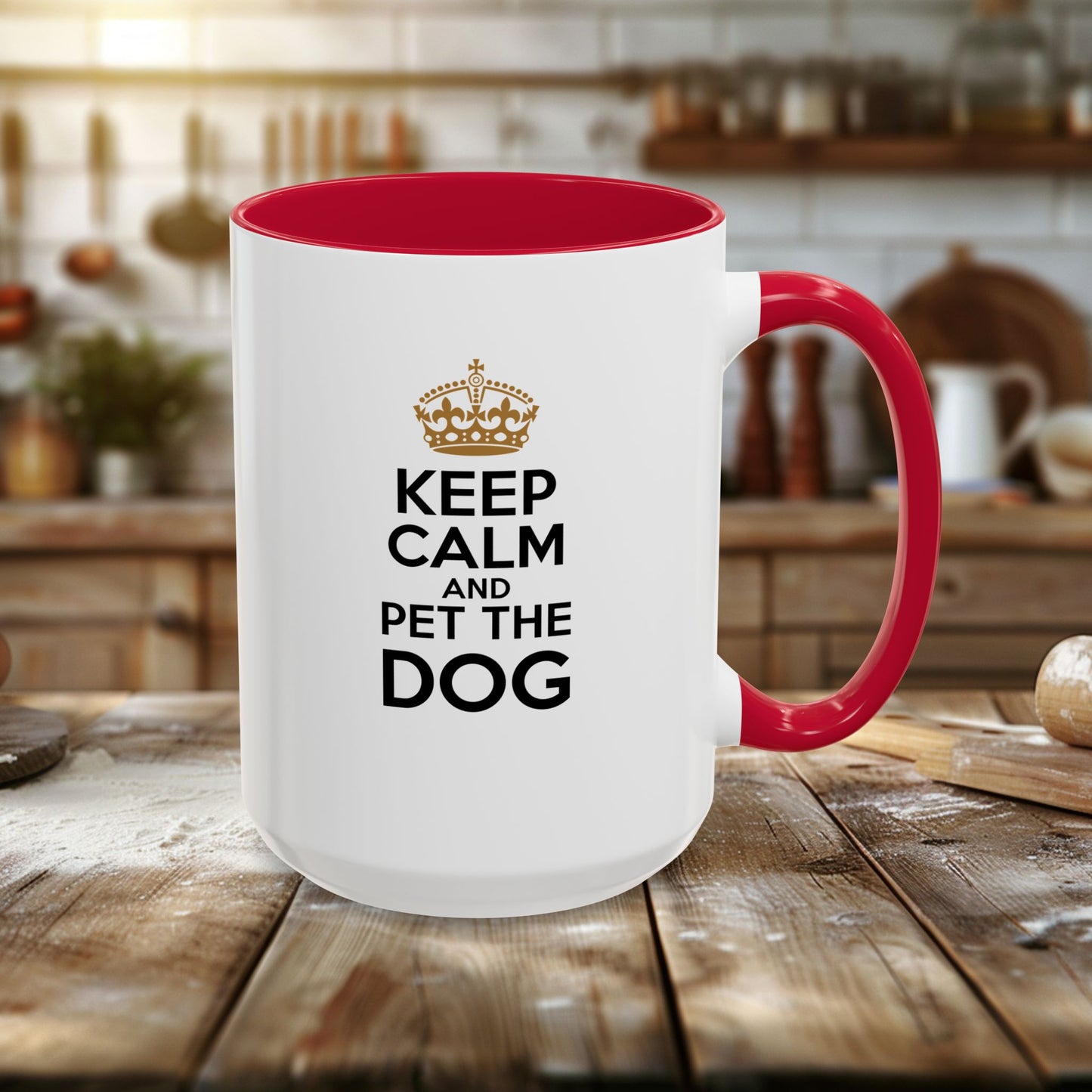 colorful mugs (11oz, 15oz) - keep calm and pet the dog | funny dog lover gift | cute pet quote design