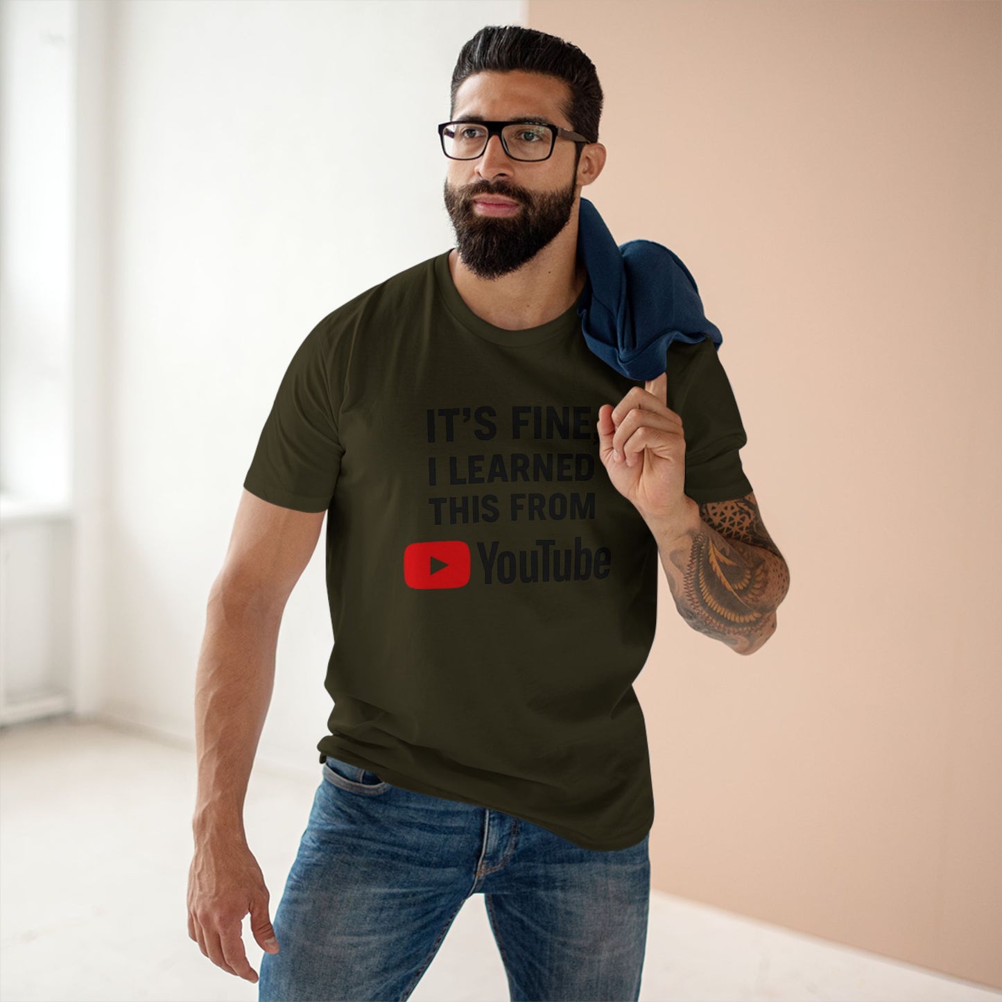 men's stable tee: it's fine, i learned this from youtube