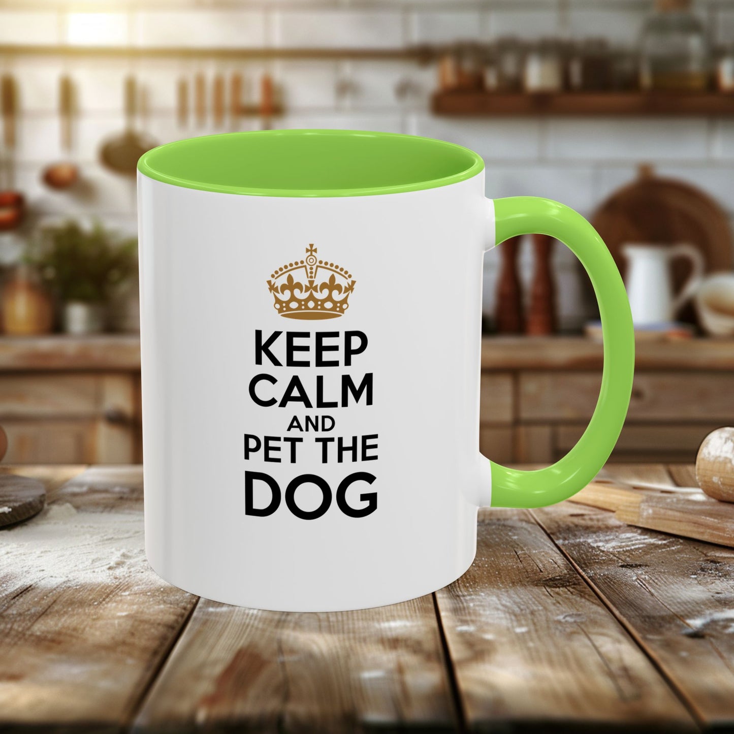 colorful mugs (11oz, 15oz) - keep calm and pet the dog | funny dog lover gift | cute pet quote design