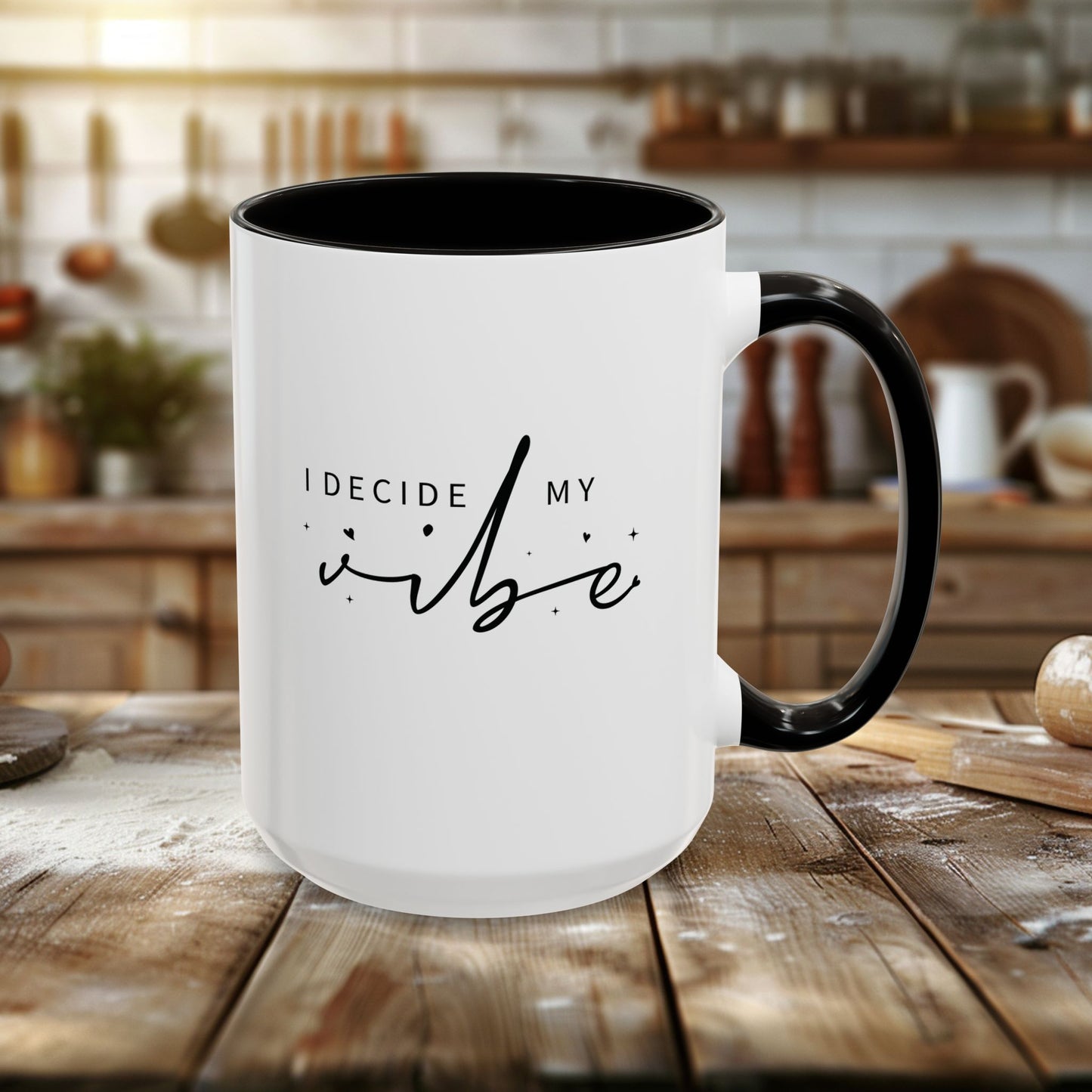 colorful mugs (11oz, 15oz) - i decide my vibe - confidence & control quote
