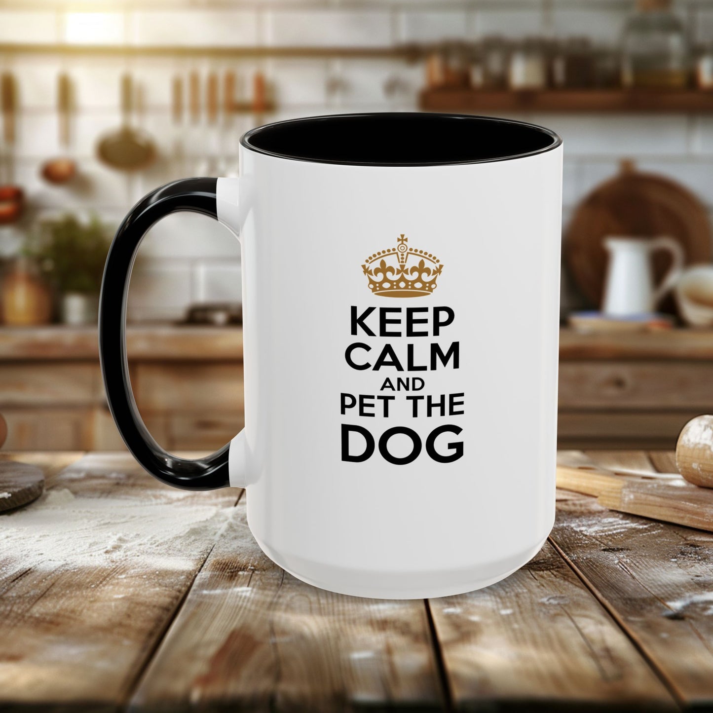 colorful mugs (11oz, 15oz) - keep calm and pet the dog | funny dog lover gift | cute pet quote design