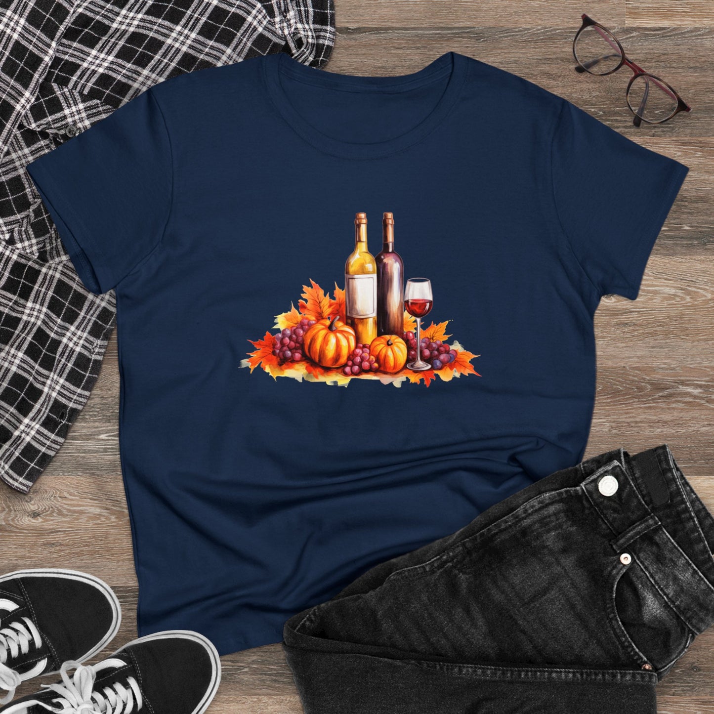 women halloween t-shirt, tee, fall, women's wine glass, pumpkins, halloween gift