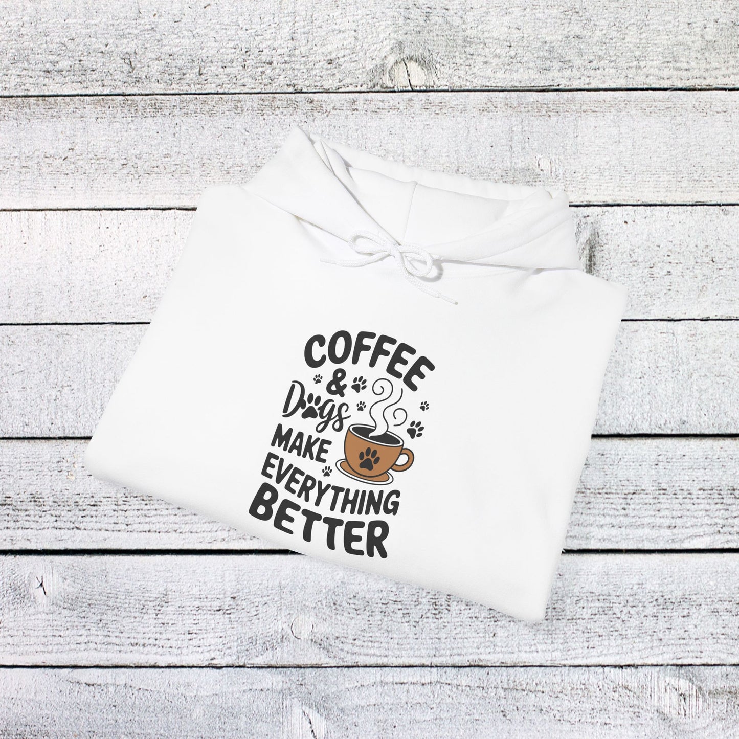 unisex heavy blend™ hooded sweatshirt - coffee and dogs make everything better | funny dog lover gift | cute pet quote design