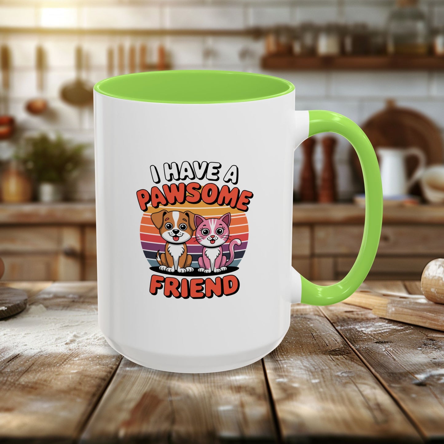 colorful mugs (11oz, 15oz) - i have a pawesome friend | funny dog lover gift | cute pet quote design