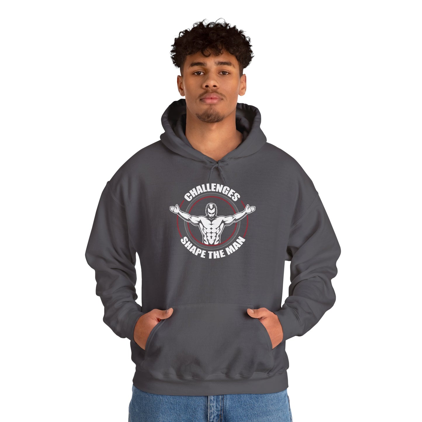 unisex heavy blend™ hooded sweatshirt - challenges shape the man - grit and growth quote