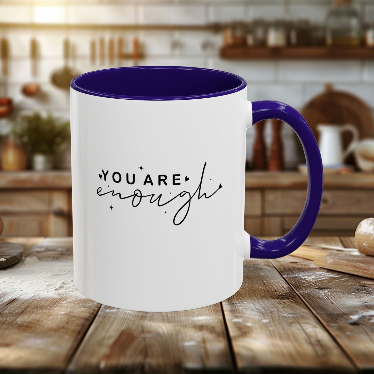 colorful mugs (11oz, 15oz) - you are enough - self-love quote design