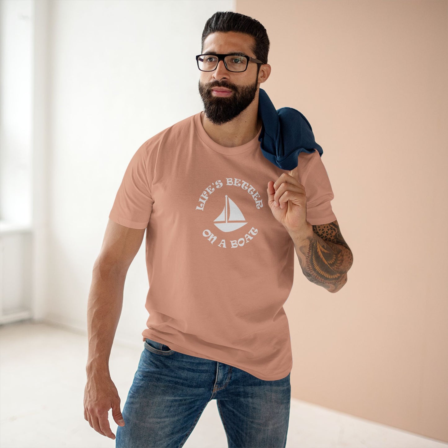 mens t-shirt - on a boat