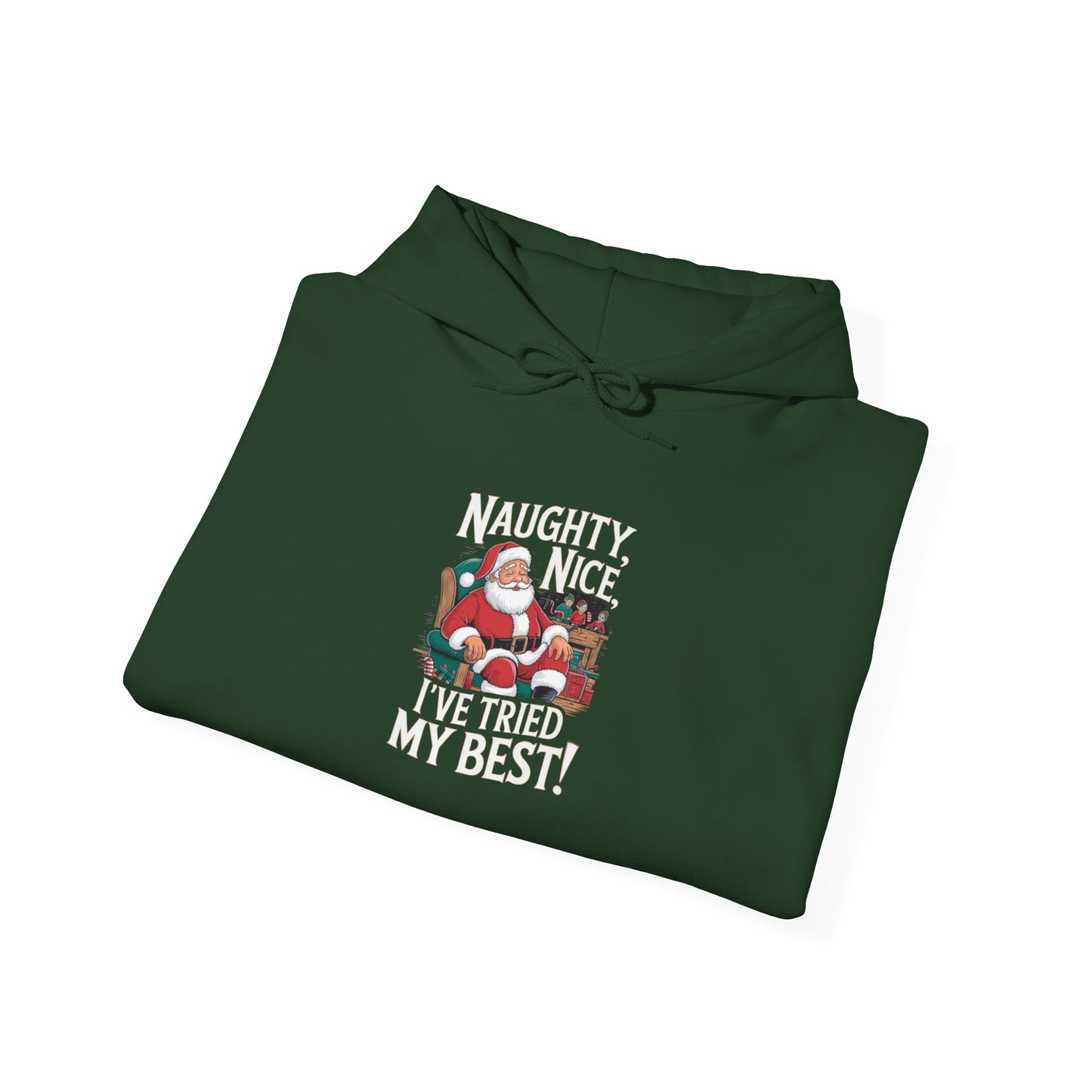 men's and women's christmas sweatshirt. naughty, nice, tried my best. unisex christmas sweatshirt.