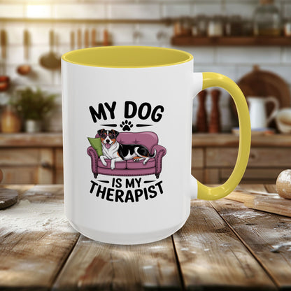 Colorful Mugs (11oz, 15oz) - My Dog is My Therapist | Funny Dog Lover Gift | Cute Pet Quote Design