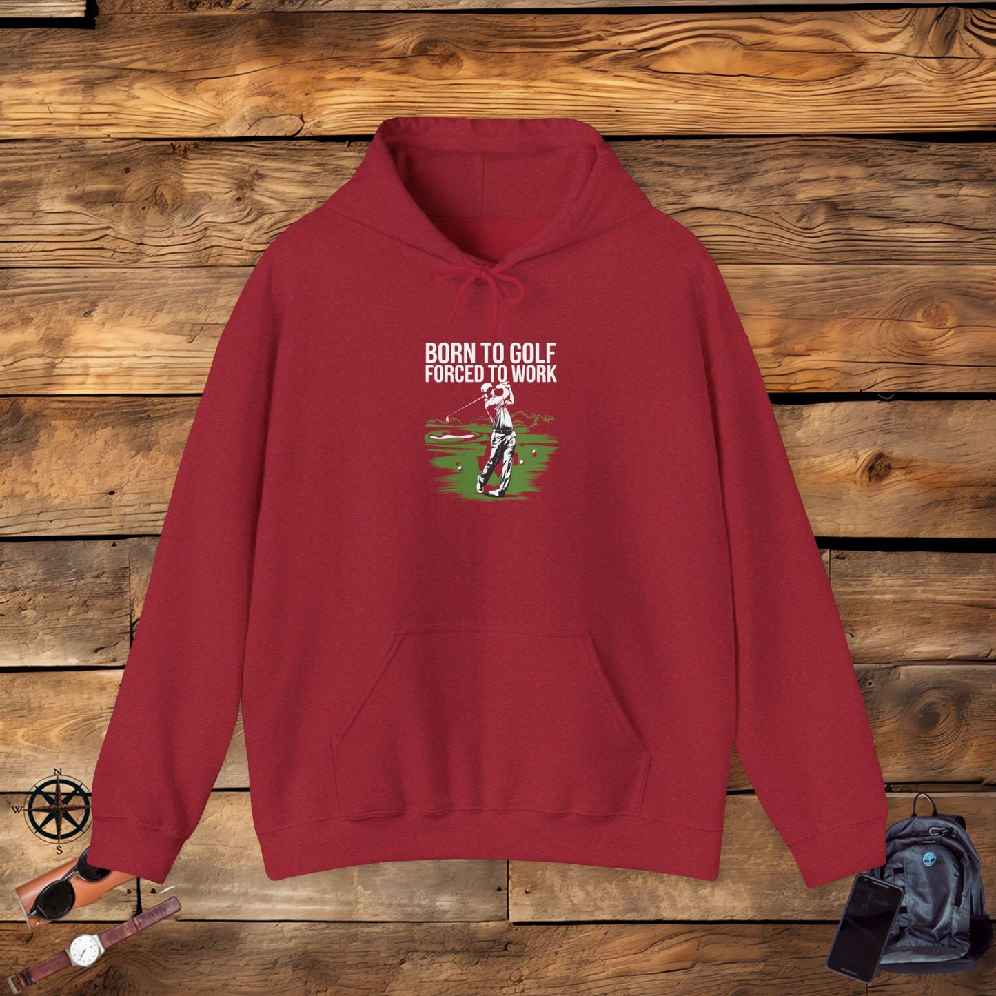 men & women golf sweater: born to golf, forced to work!