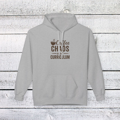Unisex Softstyle Hoodie - Coffee, Chaos, and Curriculum Design. Teachers with Attitude.