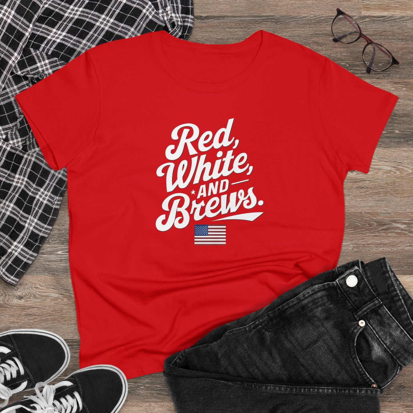 women's t-shirts, women's tee, funny gift, red wine and brews!