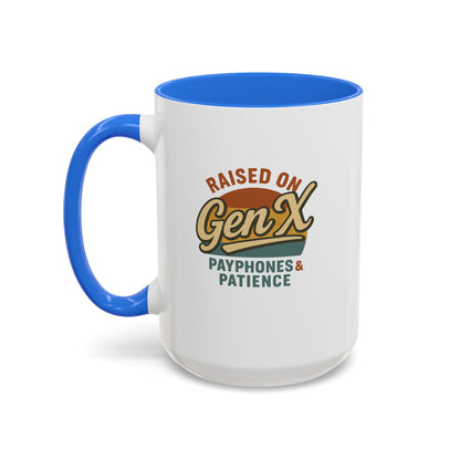 Colorful 'Raised on Gen X' Mug - Perfect Gift for Nostalgic Coffee Lovers