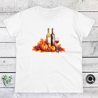 Women Halloween T-Shirt, Tee, Fall, Women's Wine Glass, Pumpkins, Halloween Gift